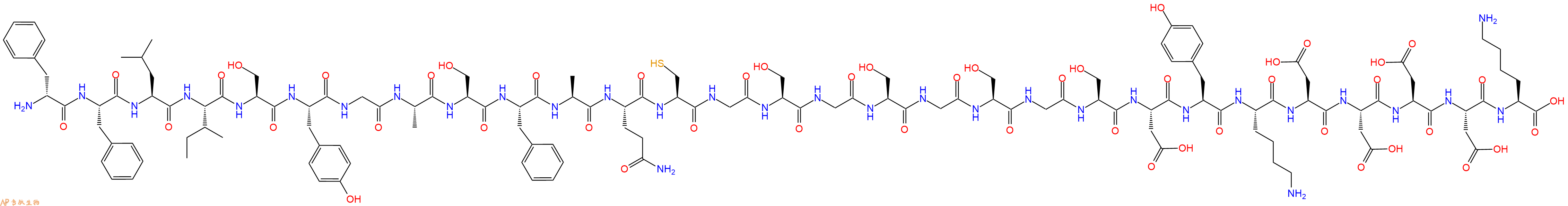 专肽生物产品H2N-DPhe-Phe-Leu-Ile-Ser-Tyr-Gly-Ala-Ser-Phe-Ala-Gln-Cys-Gly-Ser-Gly-Ser-Gly-Ser-Gly-Ser-Asp-Tyr-Lys-Asp-Asp-Asp-Asp-Lys-OH