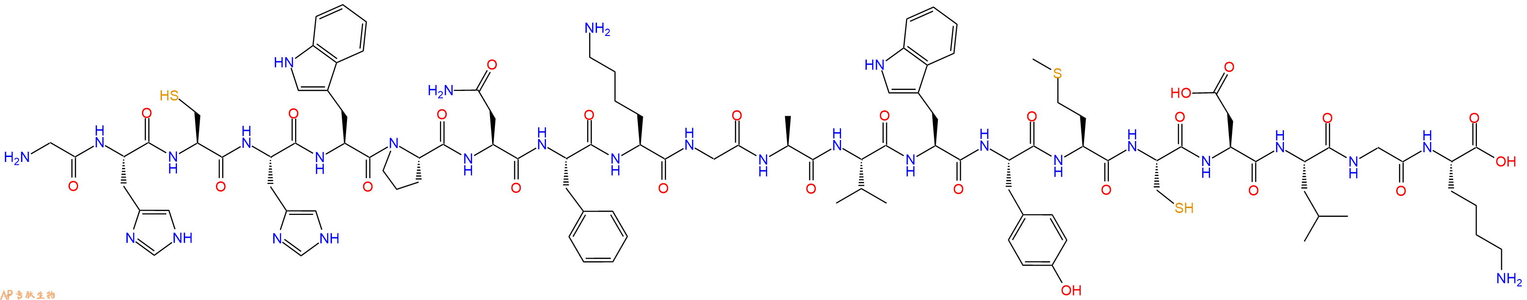 专肽生物产品H2N-Gly-His-Cys-His-Trp-Pro-Asn-Phe-Lys-Gly-Ala-Val-Trp-Tyr-Met-Cys-Asp-Leu-Gly-Lys-OH