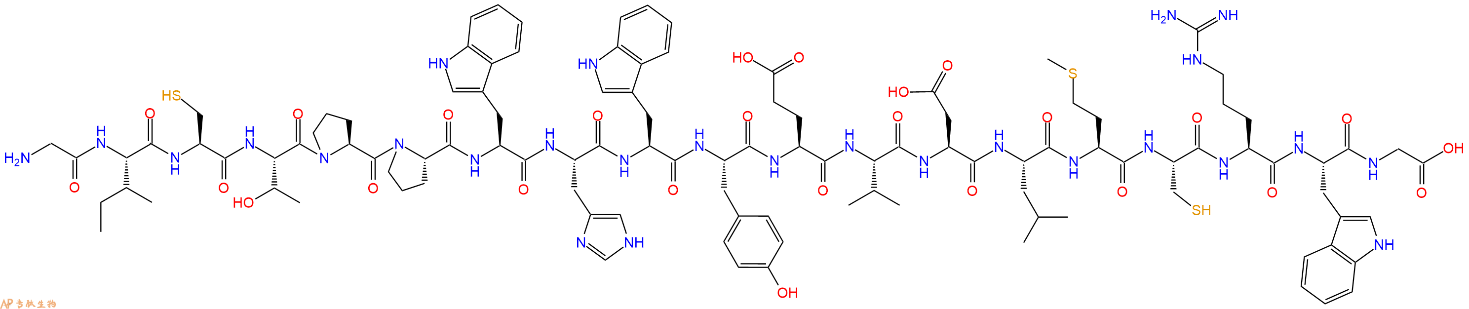专肽生物产品H2N-Gly-Ile-Cys-Thr-Pro-Pro-Trp-His-Trp-Tyr-Glu-Val-Asp-Leu-Met-Cys-Arg-Trp-Gly-OH