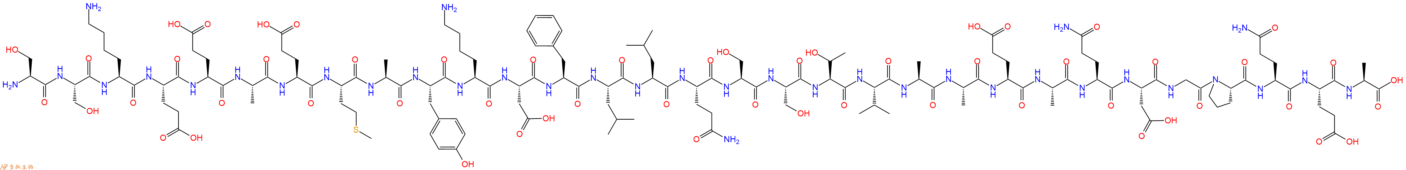 专肽生物产品H2N-Ser-Ser-Lys-Glu-Glu-Ala-Glu-Met-Ala-Tyr-Lys-Asp-Phe-Leu-Leu-Gln-Ser-Ser-Thr-Val-Ala-Ala-Glu-Ala-Gln-Asp-Gly-Pro-Gln-Glu-Ala-OH
