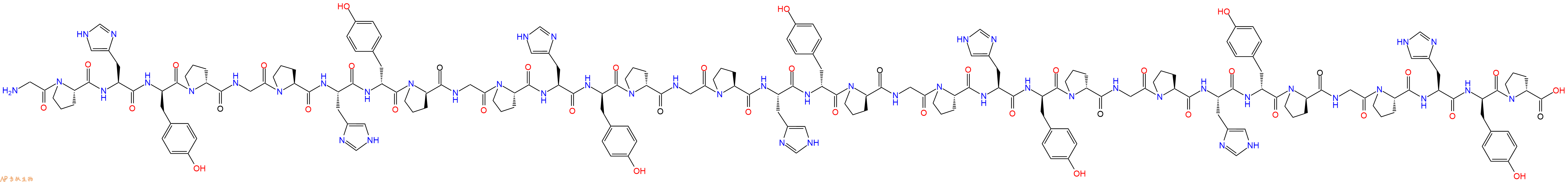 专肽生物产品H2N-Gly-Pro-His-DTyr-DPro-Gly-Pro-His-DTyr-DPro-Gly-Pro-His-DTyr-DPro-Gly-Pro-His-DTyr-DPro-Gly-Pro-His-DTyr-DPro-Gly-Pro-His-DTyr-DPro-Gly-Pro-His-DTyr-DPro-OH