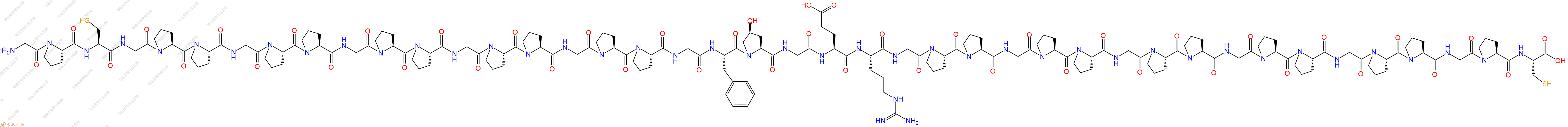 专肽生物产品H2N-Gly-Pro-Cys-Gly-Pro-Pro-Gly-Pro-Pro-Gly-Pro-Pro-Gly-Pro-Pro-Gly-Pro-Pro-Gly-Phe-Hyp-Gly-Glu-Arg-Gly-Pro-Pro-Gly-Pro-Pro-Gly-Pro-Pro-Gly-Pro-Pro-Gly-Pro-Pro-Gly-Pro-Cys-OH