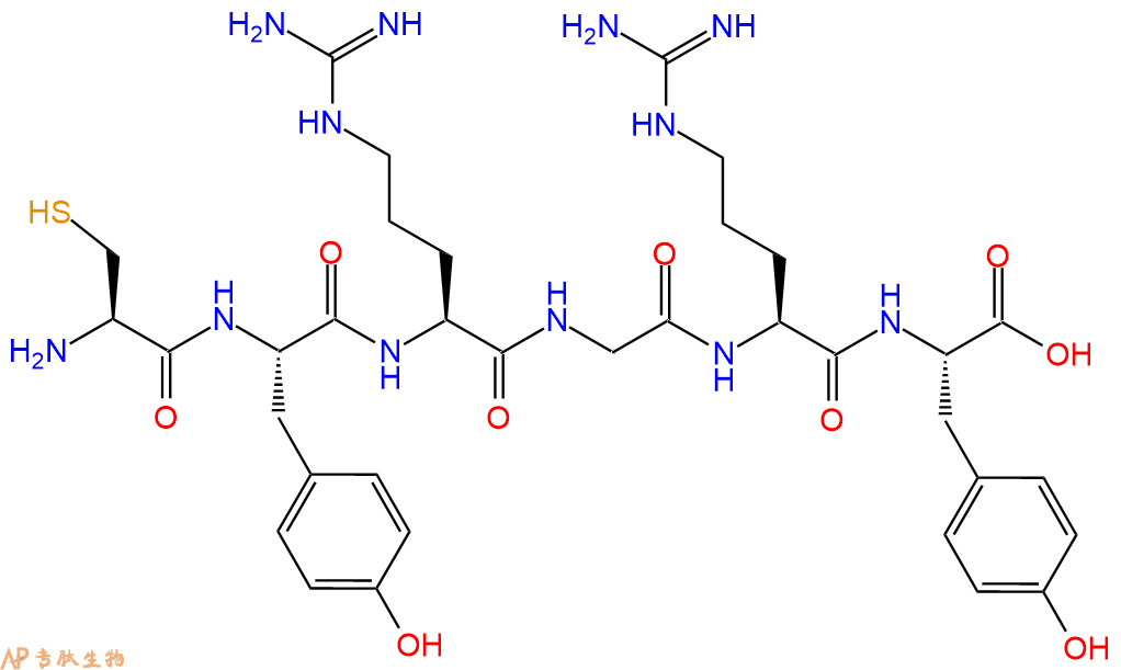 专肽生物产品H2N-Cys-Tyr-Arg-Gly-Arg-Tyr-OH