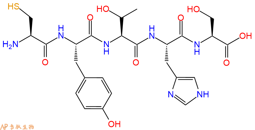专肽生物产品H2N-Cys-Tyr-Thr-His-Ser-OH