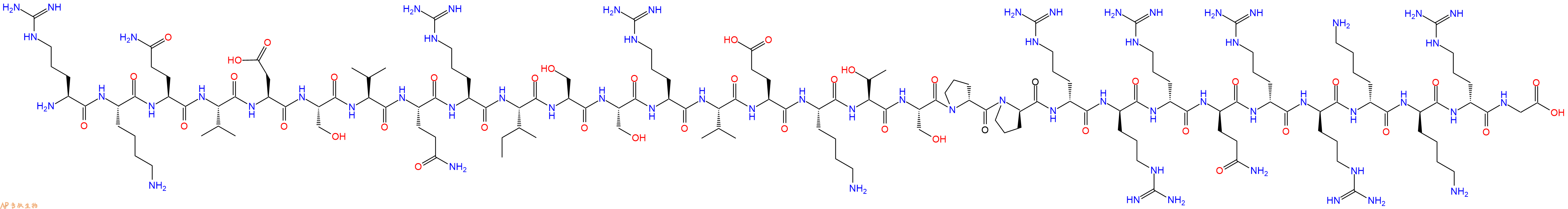 专肽生物产品H2N-Arg-Lys-Gln-Val-Asp-Ser-Val-Gln-Arg-Ile-Ser-Ser-Arg-Val-Glu-Lys-Thr-Ser-DPro-DPro-DArg-DArg-DArg-DGln-DArg-DArg-DLys-DLys-DArg-Gly-OH