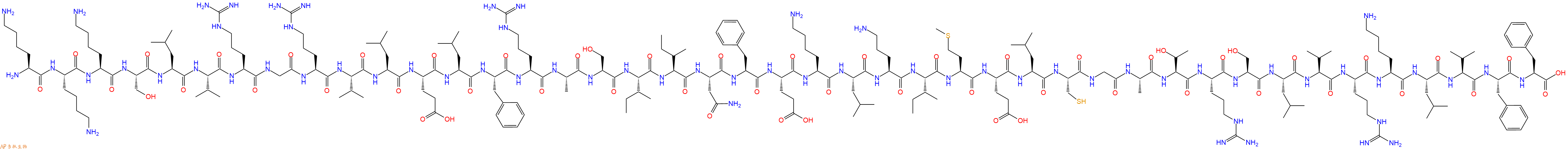 专肽生物产品H2N-Lys-Lys-Lys-Ser-Leu-Val-Arg-Gly-Arg-Val-Leu-Glu-Leu-Phe-Arg-Ala-Ser-Ile-Ile-Asn-Phe-Glu-Lys-Leu-Orn-Ile-Met-Glu-Leu-Cys-Gly-Ala-Thr-Arg-Ser-Leu-Val-Arg-Lys-Leu-Val-Phe-Phe-OH