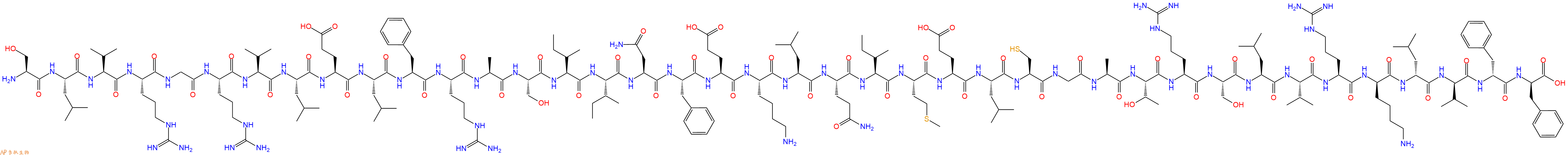 专肽生物产品H2N-Ser-Leu-Val-Arg-Gly-Arg-Val-Leu-Glu-Leu-Phe-Arg-Ala-Ser-Ile-Ile-Asn-Phe-Glu-Lys-Leu-Gln-Ile-Met-Glu-Leu-Cys-Gly-Ala-Thr-Arg-Ser-Leu-Val-Arg-DLys-DLeu-DVal-DPhe-DPhe-OH