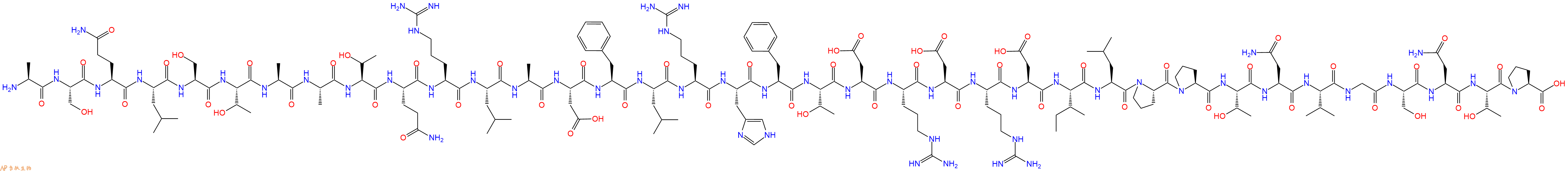 专肽生物产品H2N-Ala-Ser-Gln-Leu-Ser-Thr-Ala-Ala-Thr-Gln-Arg-Leu-Ala-Asp-Phe-Leu-Arg-His-Phe-Thr-Asp-Arg-Asp-Arg-Asp-Ile-Leu-Pro-Pro-Thr-Asn-Val-Gly-Ser-Asn-Thr-Pro-OH