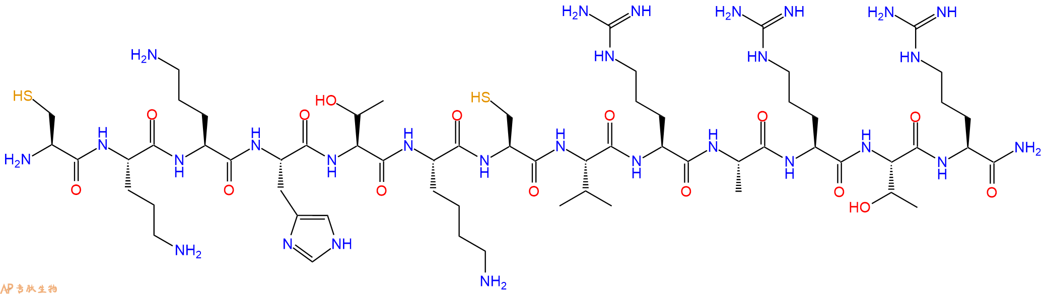 专肽生物产品H2N-Cys-Orn-Orn-His-Thr-Lys-Cys-Val-Arg-Ala-Arg-Thr-Arg-NH2