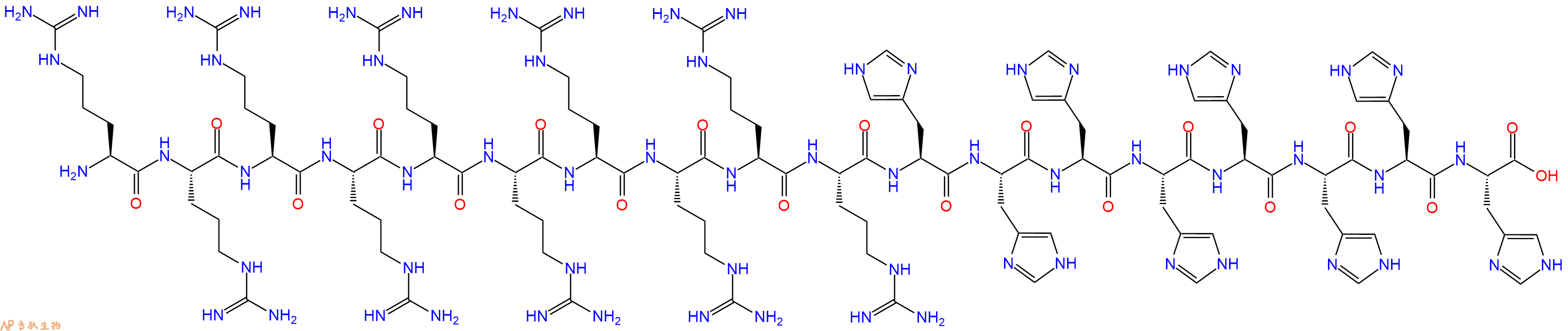 专肽生物产品H2N-Arg-Arg-Arg-Arg-Arg-Arg-Arg-Arg-Arg-Arg-His-His-His-His-His-His-His-His-OH