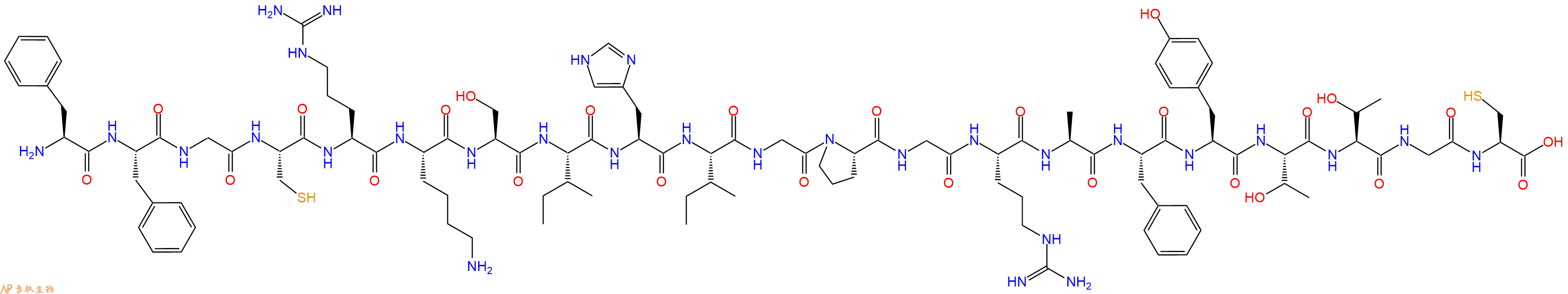 专肽生物产品H2N-Phe-Phe-Gly-Cys-Arg-Lys-Ser-Ile-His-Ile-Gly-Pro-Gly-Arg-Ala-Phe-Tyr-Thr-Thr-Gly-Cys-OH