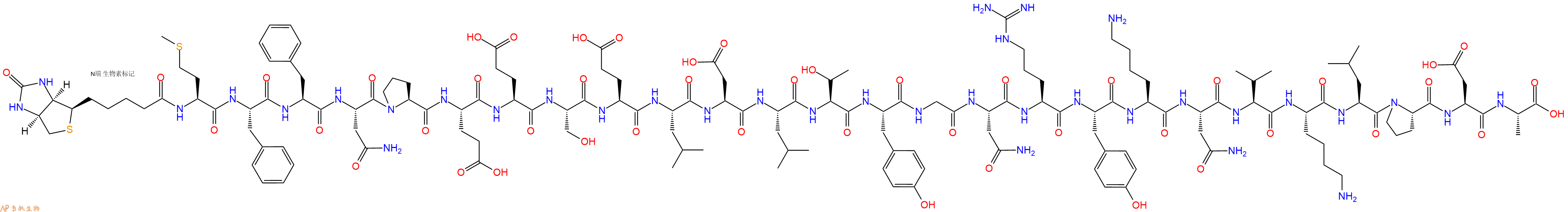 专肽生物产品Biotinyl-Met-Phe-Phe-Asn-Pro-Glu-Glu-Ser-Glu-Leu-Asp-Leu-Thr-Tyr-Gly-Asn-Arg-Tyr-Lys-Asn-Val-Lys-Leu-Pro-Asp-Ala-OH