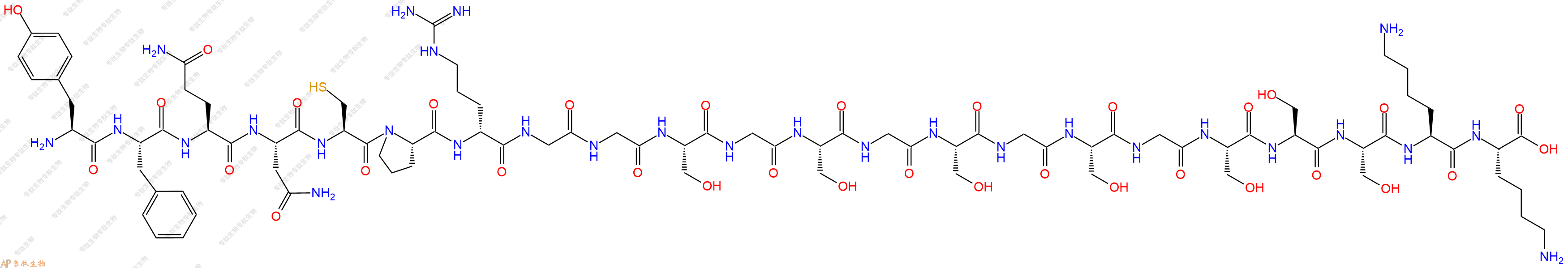 专肽生物产品H2N-Tyr-Phe-Gln-Asn-Cys-Pro-DArg-Gly-Gly-Ser-Gly-Ser-Gly-Ser-Gly-Ser-Gly-Ser-Ser-Ser-Lys-Lys-OH