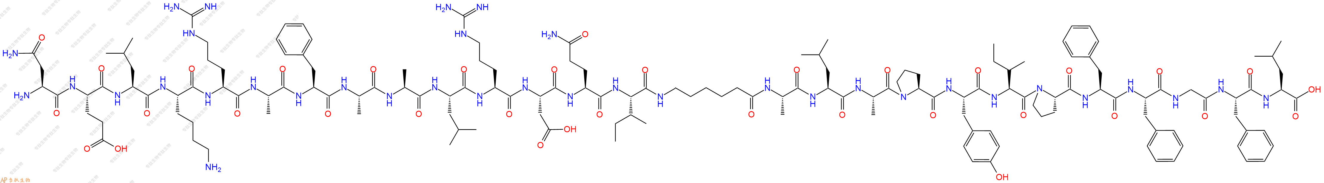 专肽生物产品H2N-Asn-Glu-Leu-Lys-Arg-Ala-Phe-Ala-Ala-Leu-Arg-Asp-Gln-Ile-Ahx-Ala-Leu-Ala-Pro-Tyr-Ile-Pro-Phe-Phe-Gly-Phe-Leu-OH