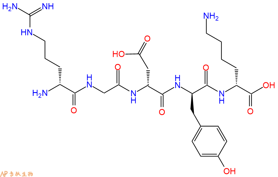 专肽生物产品H2N-DArg-Gly-DAsp-DTyr-DLys-OH