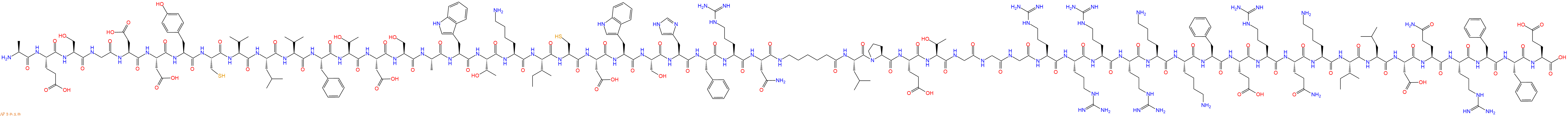 专肽生物产品H2N-Ala-Glu-Ser-Gly-Asp-Asp-Tyr-Cys-Val-Leu-Val-Phe-Thr-Asp-Ser-Ala-Trp-Thr-Lys-Ile-Cys-Asp-Trp-Ser-His-Phe-Arg-Asn-Ahx-Leu-Pro-Glu-Thr-Gly-Gly-Gly-Arg-Arg-Arg-Arg-Lys-Lys-Phe-Glu-Arg-Gln-Lys-Ile-Leu-Asp-Gln-Arg-Phe-Phe-Glu-OH