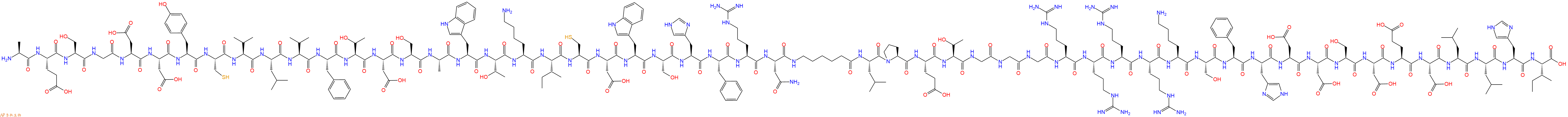 专肽生物产品H2N-Ala-Glu-Ser-Gly-Asp-Asp-Tyr-Cys-Val-Leu-Val-Phe-Thr-Asp-Ser-Ala-Trp-Thr-Lys-Ile-Cys-Asp-Trp-Ser-His-Phe-Arg-Asn-Ahx-Leu-Pro-Glu-Thr-Gly-Gly-Gly-Arg-Arg-Arg-Arg-Lys-Ser-Phe-His-Asp-Asp-Ser-Asp-Glu-Asp-Leu-Leu-His-Ile-OH