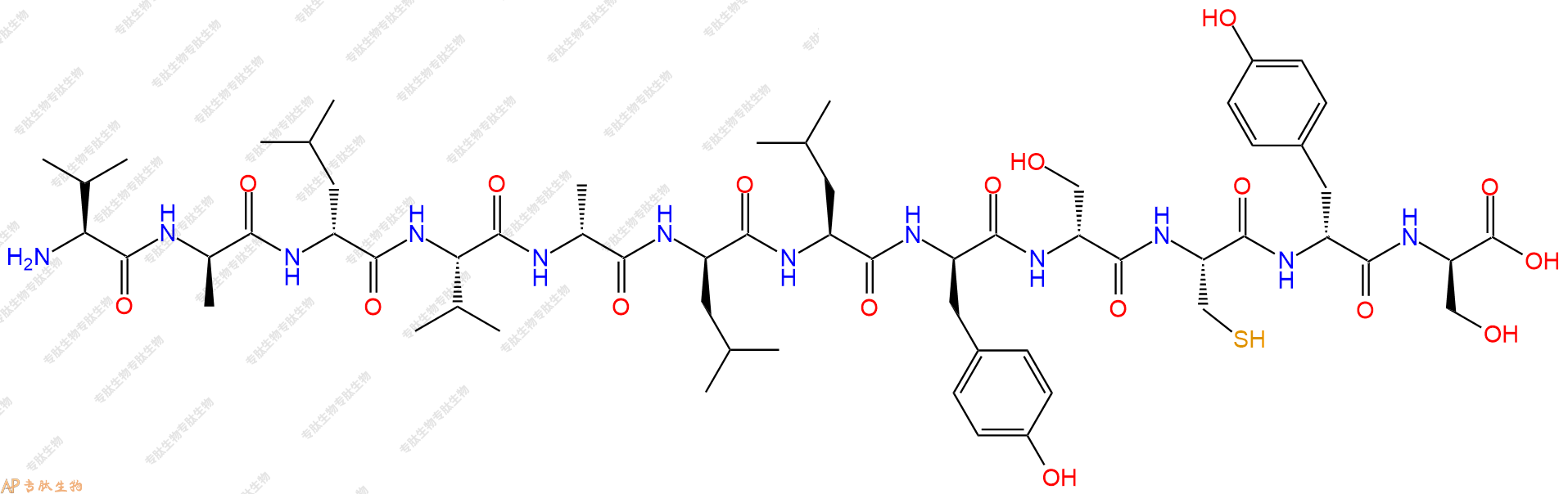 专肽生物产品H2N-Val-DAla-DLeu-Val-DAla-DLeu-Leu-DTyr-DSer-Cys-DTyr-DSer-OH