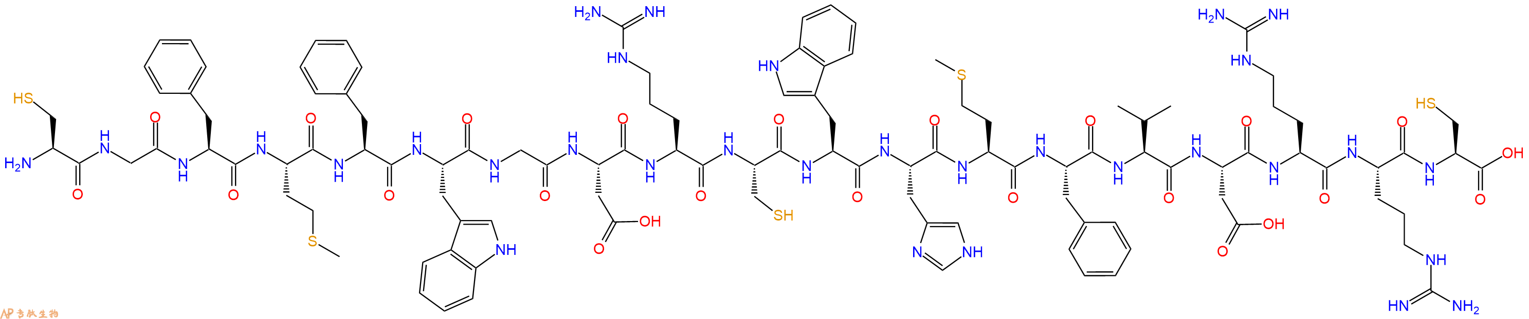 专肽生物产品H2N-Cys-Gly-Phe-Met-Phe-Trp-Gly-Asp-Arg-Cys-Trp-His-Met-Phe-Val-Asp-Arg-Arg-Cys-OH