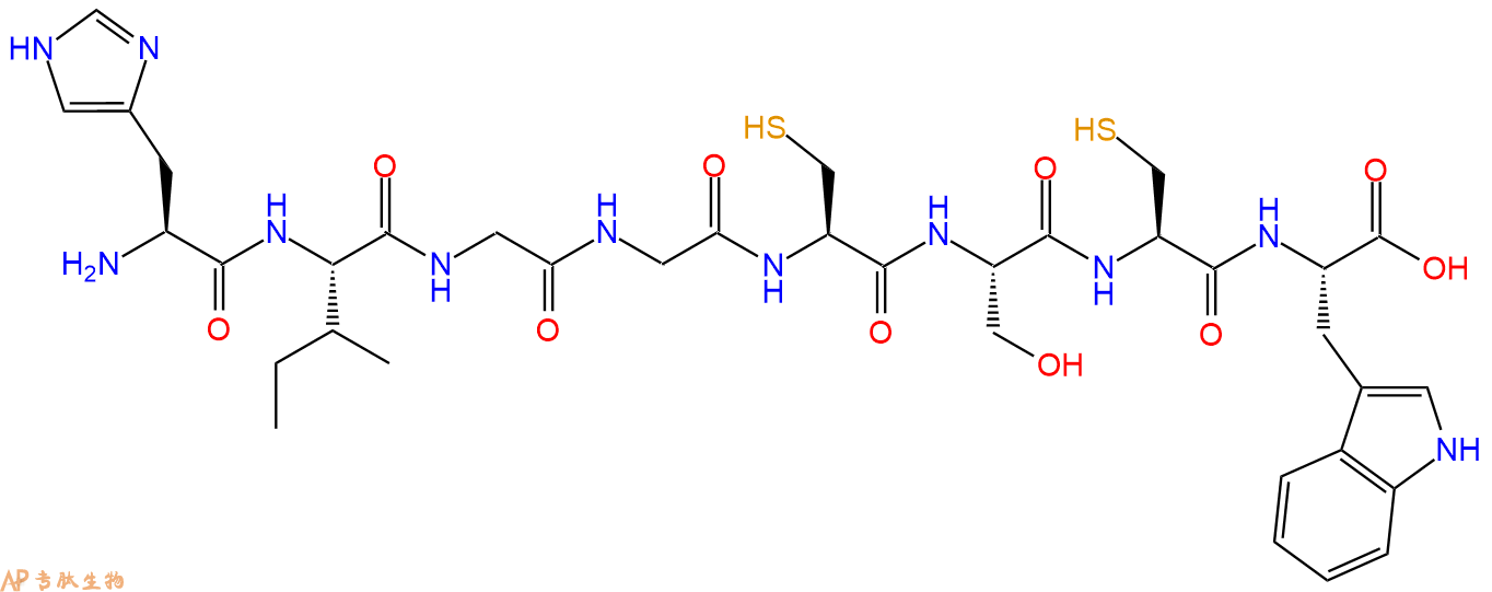专肽生物产品H2N-His-Ile-Gly-Gly-Cys-Ser-Cys-Trp-OH