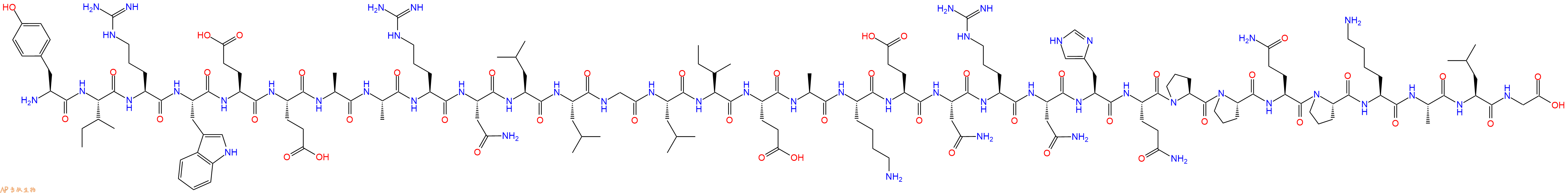 专肽生物产品H2N-Tyr-Ile-Arg-Trp-Glu-Glu-Ala-Ala-Arg-Asn-Leu-Leu-Gly-Leu-Ile-Glu-Ala-Lys-Glu-Asn-Arg-Asn-His-Gln-Pro-Pro-Gln-Pro-Lys-Ala-Leu-Gly-OH