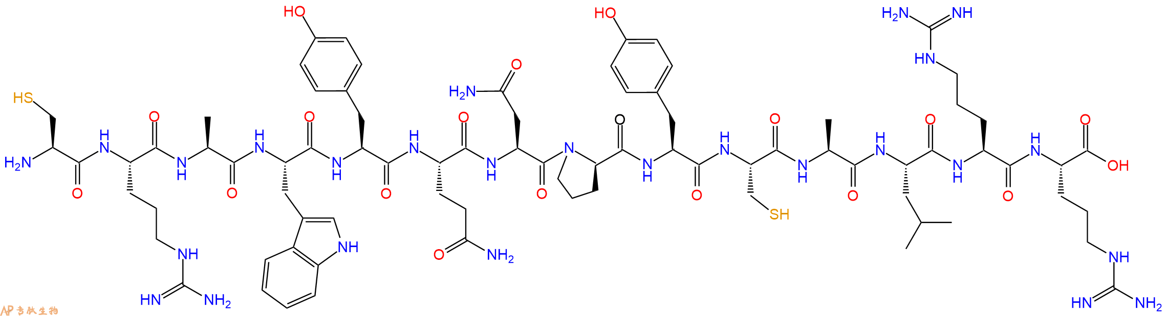 专肽生物产品H2N-Cys-Arg-Ala-Trp-Tyr-Gln-Asn-DPro-Tyr-Cys-Ala-Leu-Arg-Arg-OH