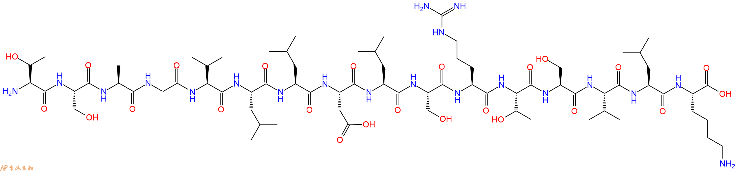 专肽生物产品H2N-Thr-Ser-Ala-Gly-Val-Leu-Leu-Asp-Leu-Ser-Arg-Thr-Ser-Val-Leu-Lys-OH