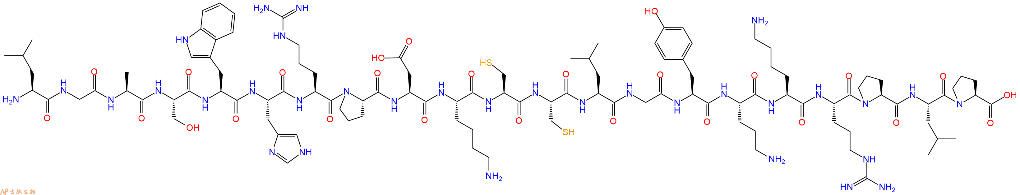 专肽生物产品H2N-Leu-Gly-Ala-Ser-Trp-His-Arg-Pro-Asp-Lys-Cys-Cys-Leu-Gly-Tyr-Orn-Lys-Arg-Pro-Leu-Pro-OH