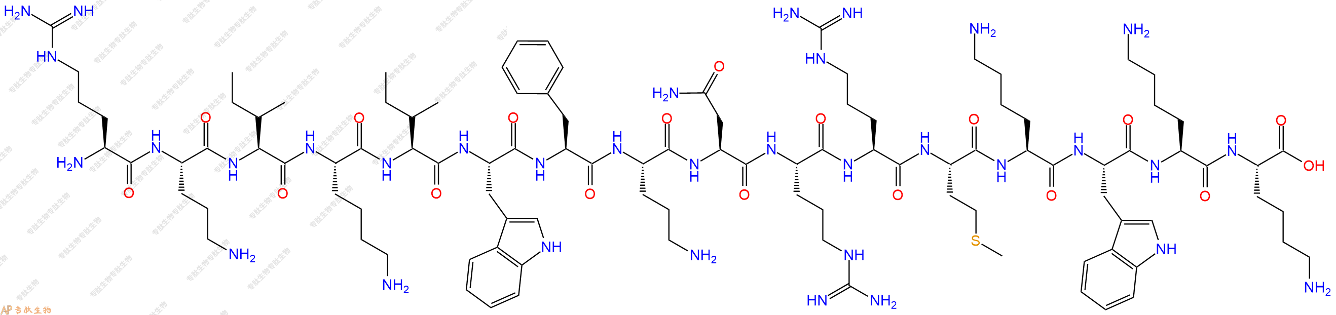 专肽生物产品H2N-Arg-Orn-Ile-Lys-Ile-Trp-Phe-Orn-Asn-Arg-Arg-Met-Lys-Trp-Lys-Lys-OH