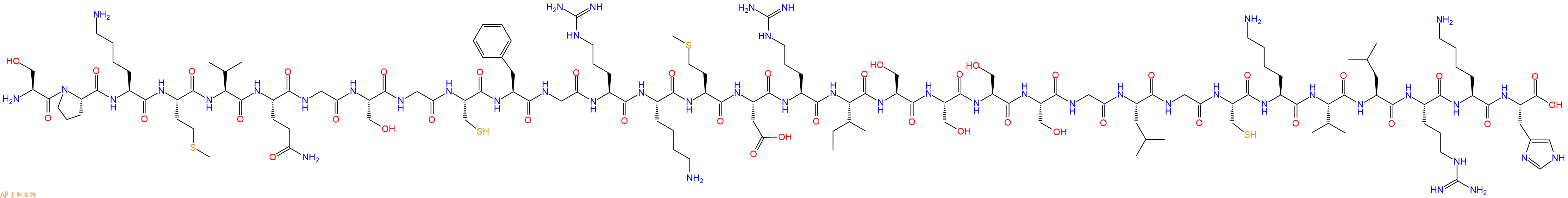 专肽生物产品H2N-Ser-Pro-Lys-Met-Val-Gln-Gly-Ser-Gly-Cys-Phe-Gly-Arg-Lys-Met-Asp-Arg-Ile-Ser-Ser-Ser-Ser-Gly-Leu-Gly-Cys-Lys-Val-Leu-Arg-Lys-His-OH