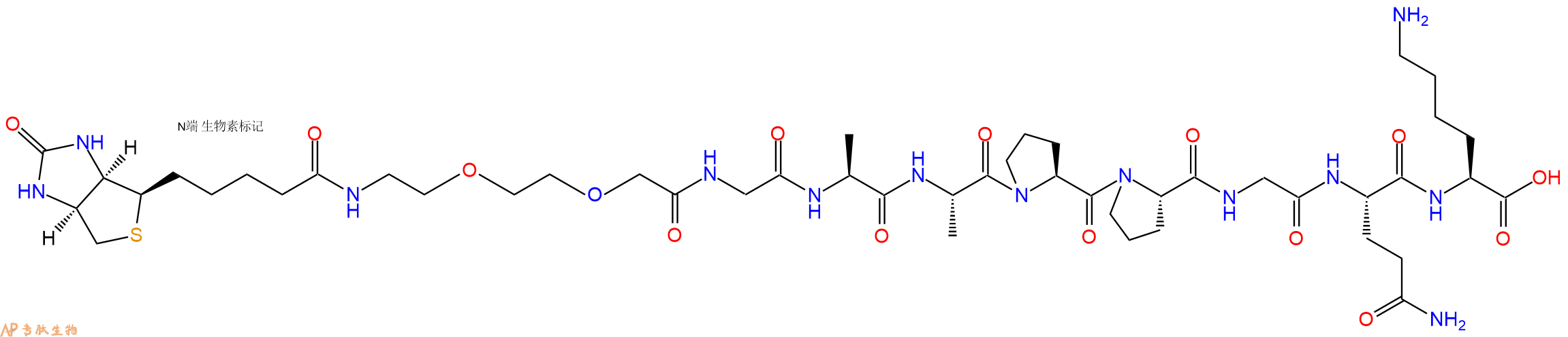 专肽生物产品Biotinyl-PEG2-Gly-Ala-Ala-Pro-Pro-Gly-Gln-Lys