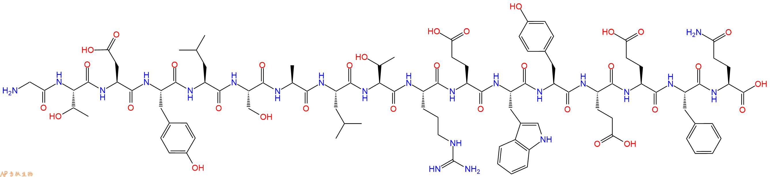 专肽生物产品H2N-Gly-Thr-Asp-Tyr-Leu-Ser-Ala-Leu-Thr-Arg-Glu-Trp-Tyr-Glu-Glu-Phe-Gln-OH