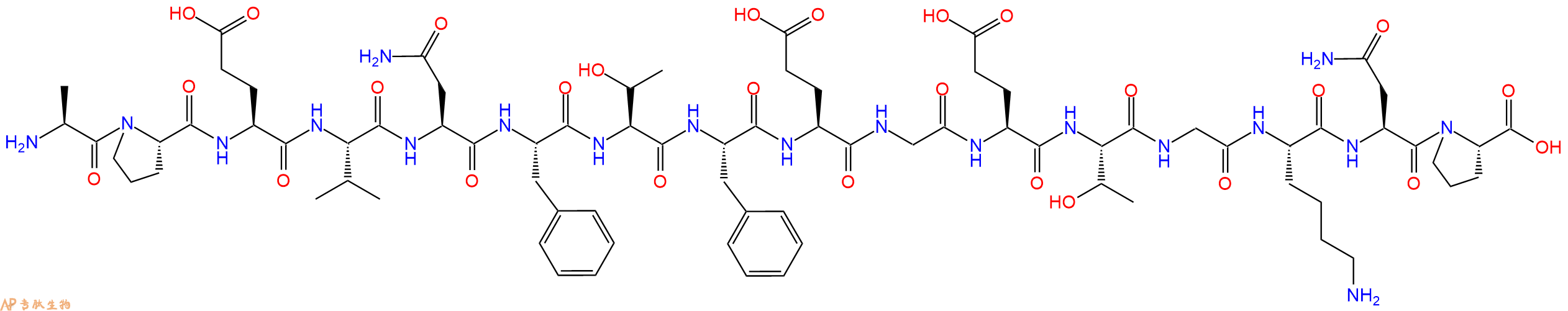 专肽生物产品H2N-Ala-Pro-Glu-Val-Asn-Phe-Thr-Phe-Glu-Gly-Glu-Thr-Gly-Lys-Asn-Pro-OH