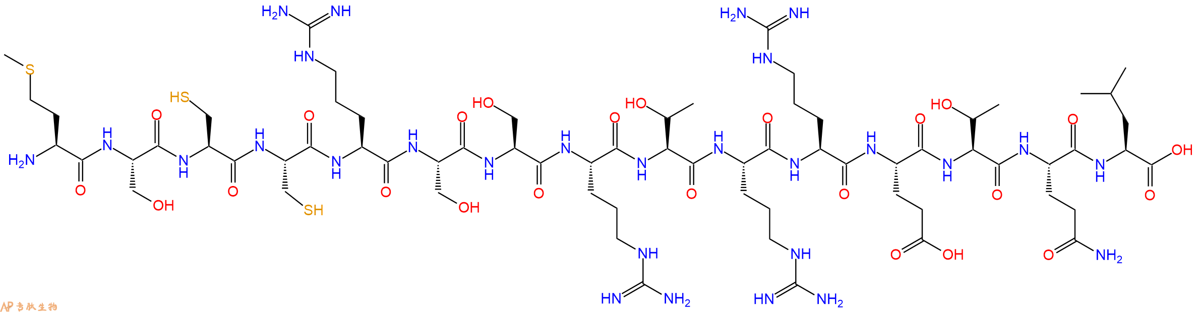 专肽生物产品H2N-Met-Ser-Cys-Cys-Arg-Ser-Ser-Arg-Thr-Arg-Arg-Glu-Thr-Gln-Leu-OH