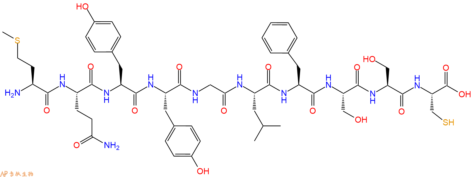 专肽生物产品H2N-Met-Gln-Tyr-Tyr-Gly-Leu-Phe-Ser-Ser-Cys-OH
