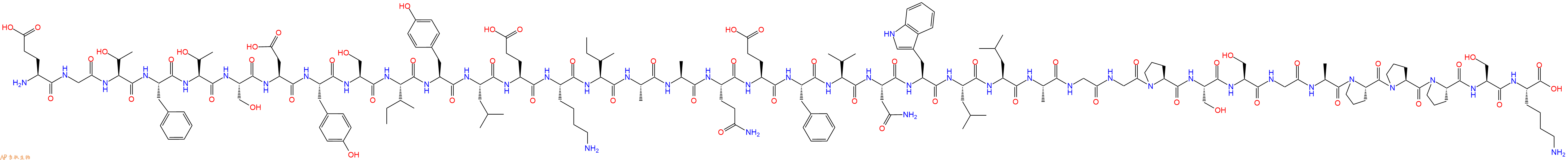 专肽生物产品H2N-Glu-Gly-Thr-Phe-Thr-Ser-Asp-Tyr-Ser-Ile-Tyr-Leu-Glu-Lys-Ile-Ala-Ala-Gln-Glu-Phe-Val-Asn-Trp-Leu-Leu-Ala-Gly-Gly-Pro-Ser-Ser-Gly-Ala-Pro-Pro-Pro-Ser-Lys-OH