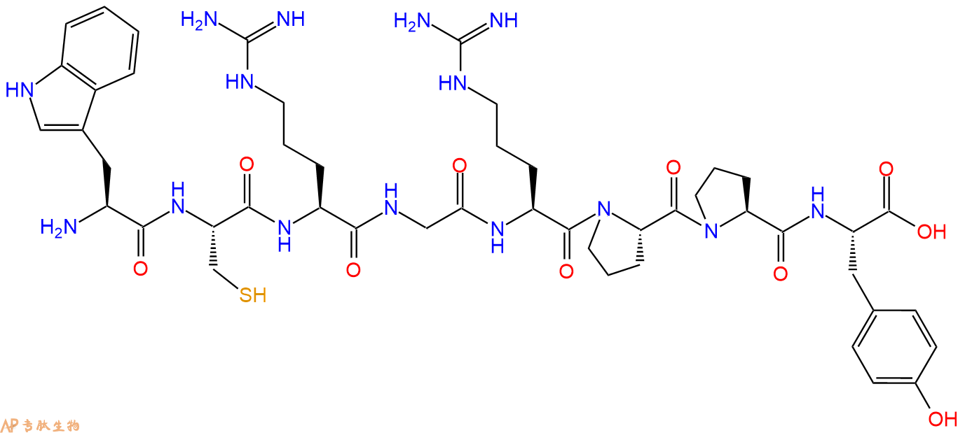专肽生物产品H2N-Trp-Cys-Arg-Gly-Arg-Pro-Pro-Tyr-OH