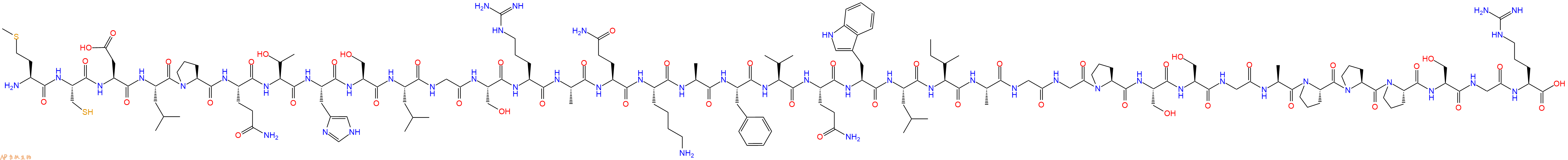 专肽生物产品H2N-Met-Cys-Asp-Leu-Pro-Gln-Thr-His-Ser-Leu-Gly-Ser-Arg-Ala-Gln-Lys-Ala-Phe-Val-Gln-Trp-Leu-Ile-Ala-Gly-Gly-Pro-Ser-Ser-Gly-Ala-Pro-Pro-Pro-Ser-Gly-Arg-OH