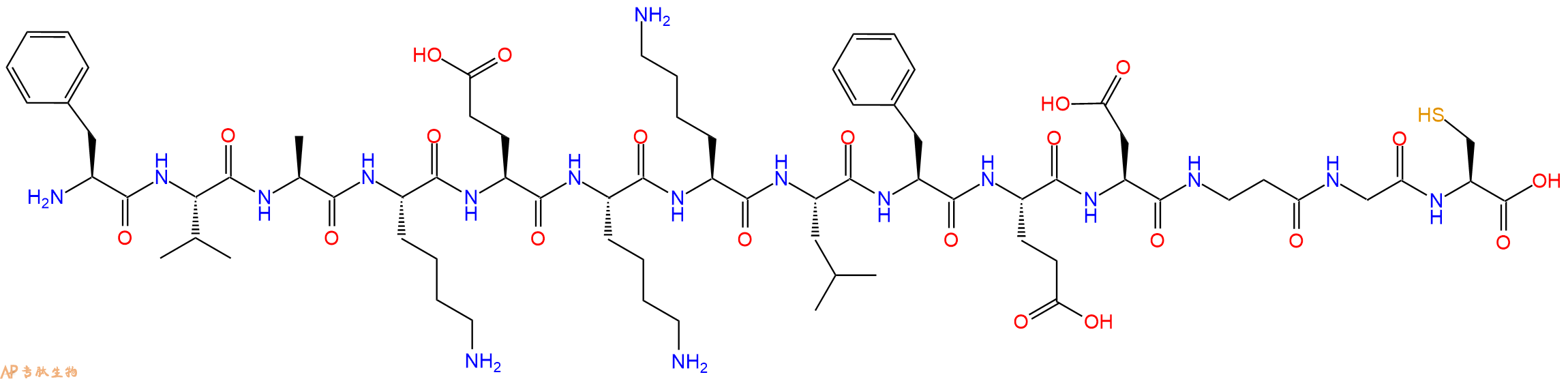 专肽生物产品H2N-Phe-Val-Ala-Lys-Glu-Lys-Lys-Leu-Phe-Glu-Asp-βAla-Gly-Cys-OH