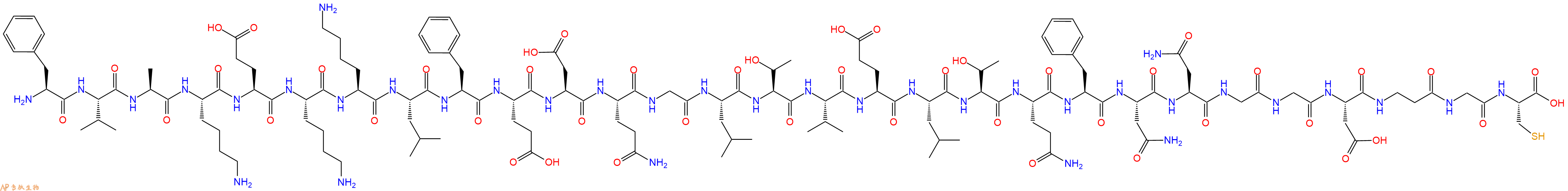 专肽生物产品H2N-Phe-Val-Ala-Lys-Glu-Lys-Lys-Leu-Phe-Glu-Asp-Gln-Gly-Leu-Thr-Val-Glu-Leu-Thr-Gln-Phe-Asn-Asn-Gly-Gly-Asp-βAla-Gly-Cys-OH