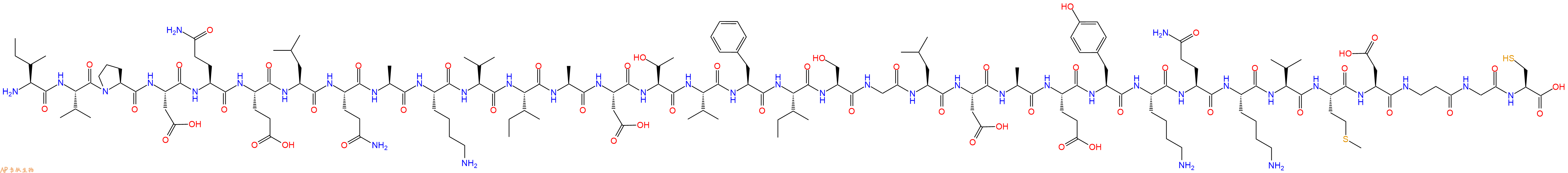 专肽生物产品H2N-Ile-Val-Pro-Asp-Gln-Glu-Leu-Gln-Ala-Lys-Val-Ile-Ala-Asp-Thr-Val-Phe-Ile-Ser-Gly-Leu-Asp-Ala-Glu-Tyr-Lys-Gln-Lys-Val-Met-Asp-βAla-Gly-Cys-OH