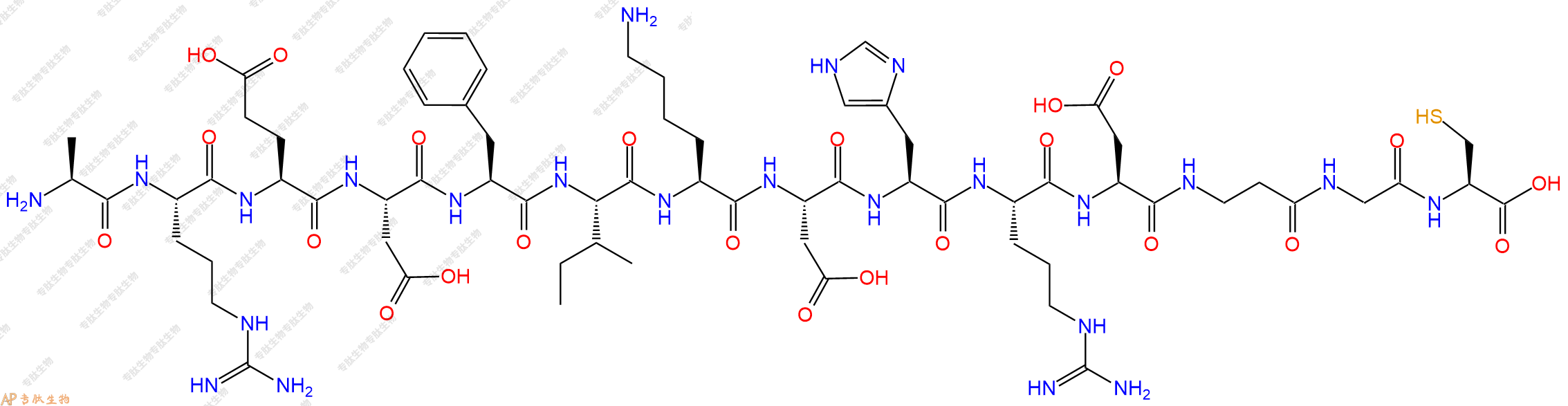 专肽生物产品H2N-Ala-Arg-Glu-Asp-Phe-Ile-Lys-Asp-His-Arg-Asp-βAla-Gly-Cys-OH