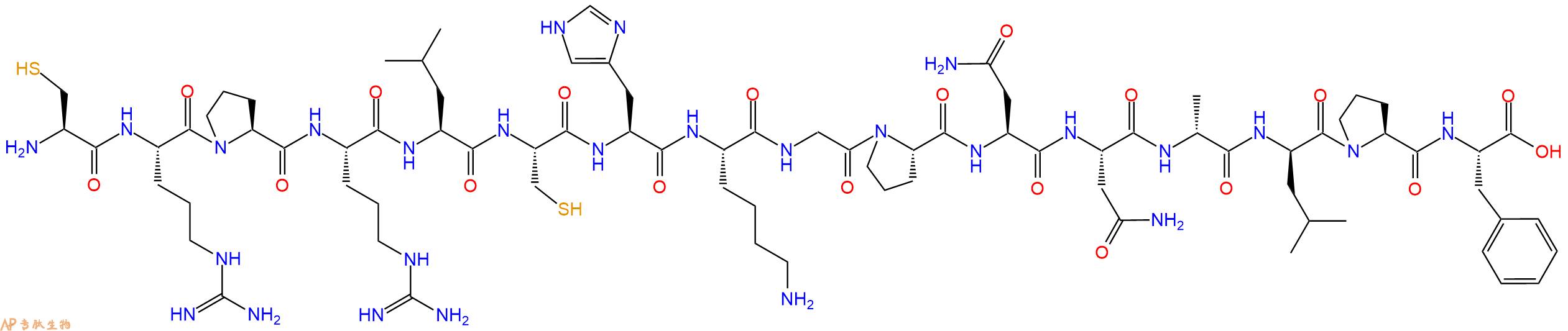 专肽生物产品H2N-Cys-Arg-Pro-Arg-Leu-Cys-His-Lys-Gly-Pro-Asn-Asn-DAla-DLeu-Pro-Phe-OH