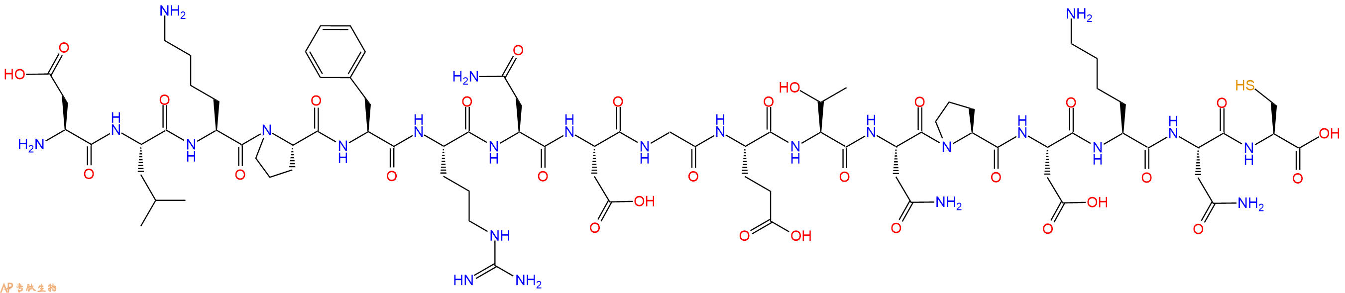 专肽生物产品H2N-Asp-Leu-Lys-Pro-Phe-Arg-Asn-Asp-Gly-Glu-Thr-Asn-Pro-Asp-Lys-Asn-Cys-OH