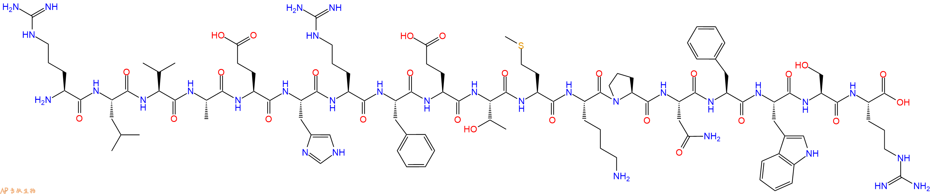 专肽生物产品H2N-Arg-Leu-Val-Ala-Glu-His-Arg-Phe-Glu-Thr-Met-Lys-Pro-Asn-Phe-Trp-Ser-Arg-OH
