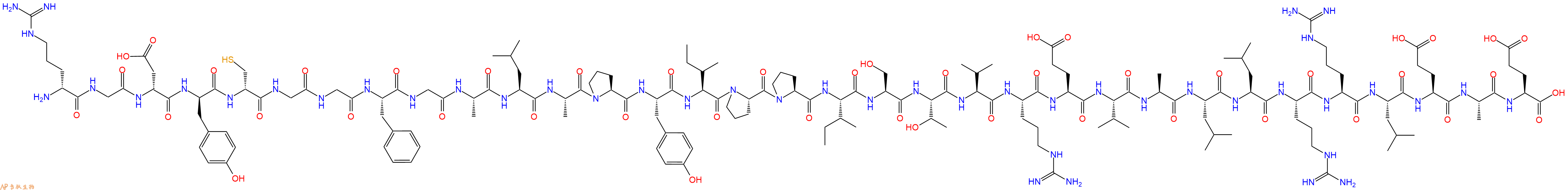 专肽生物产品H2N-DArg-Gly-DAsp-DTyr-DCys-Gly-Gly-Phe-Gly-Ala-Leu-Ala-Pro-Tyr-Ile-Pro-Pro-Ile-Ser-Thr-Val-Arg-Glu-Val-Ala-Leu-Leu-Arg-Arg-Leu-Glu-Ala-Glu-OH
