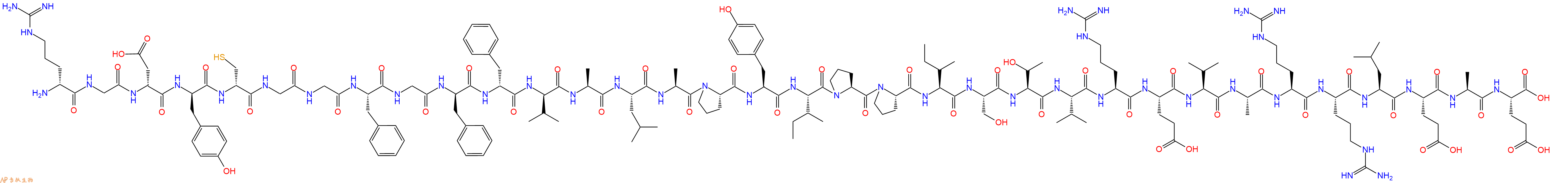 专肽生物产品H2N-DArg-Gly-DAsp-DTyr-DCys-Gly-Gly-Phe-Gly-DPhe-DPhe-DVal-Ala-Leu-Ala-Pro-Tyr-Ile-Pro-Pro-Ile-Ser-Thr-Val-Arg-Glu-Val-Ala-Arg-Arg-Leu-Glu-Ala-Glu-OH