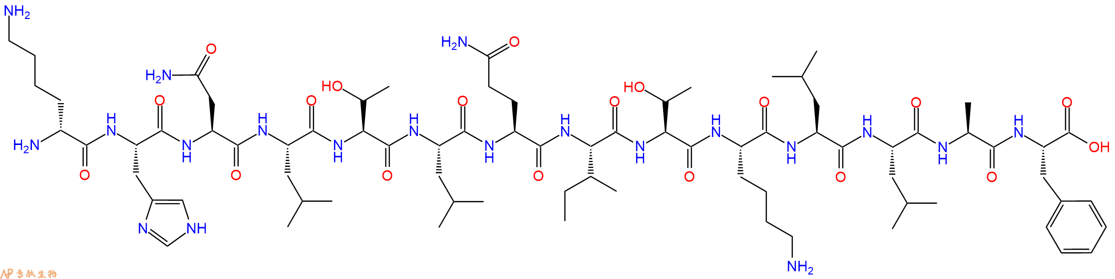 专肽生物产品H2N-DLys-His-Asn-Leu-Thr-Leu-Gln-Ile-Thr-Lys-Leu-Leu-Ala-Phe-OH