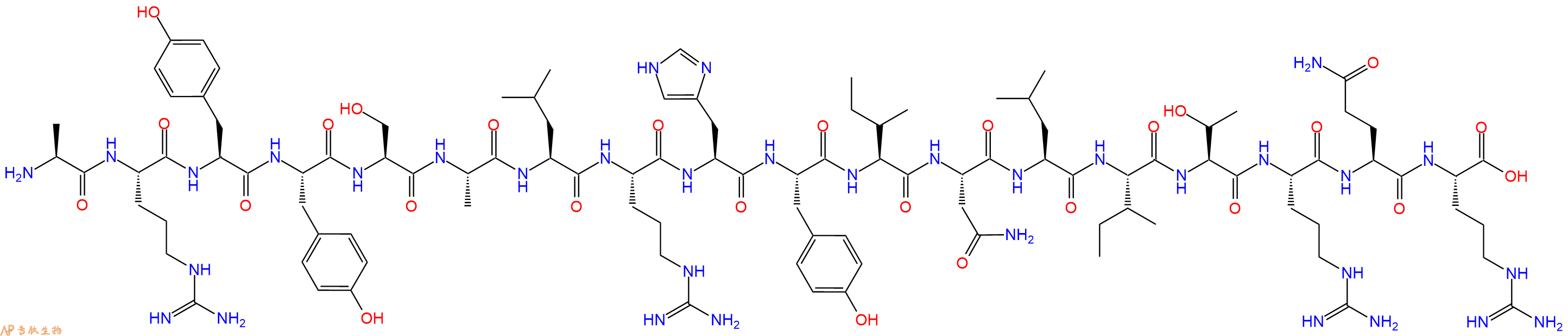 专肽生物产品H2N-Ala-Arg-Tyr-Tyr-Ser-Ala-Leu-Arg-His-Tyr-Ile-Asn-Leu-Ile-Thr-Arg-Gln-Arg-OH