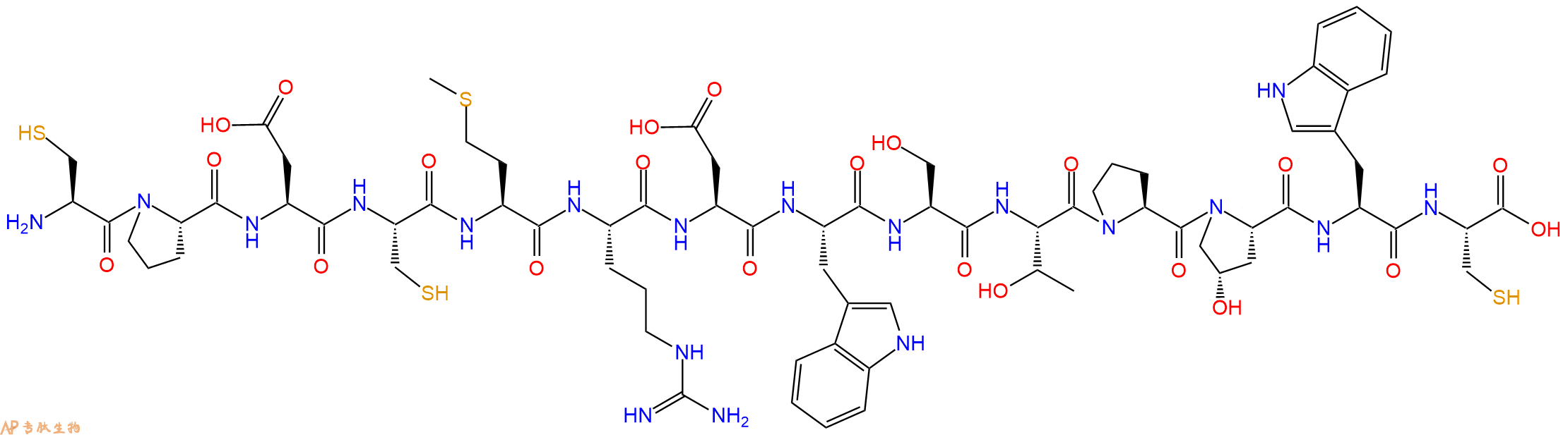 专肽生物产品H2N-Cys-Pro-Asp-Cys-Met-Arg-Asp-Trp-Ser-Thr-Pro-Hyp-Trp-Cys-OH